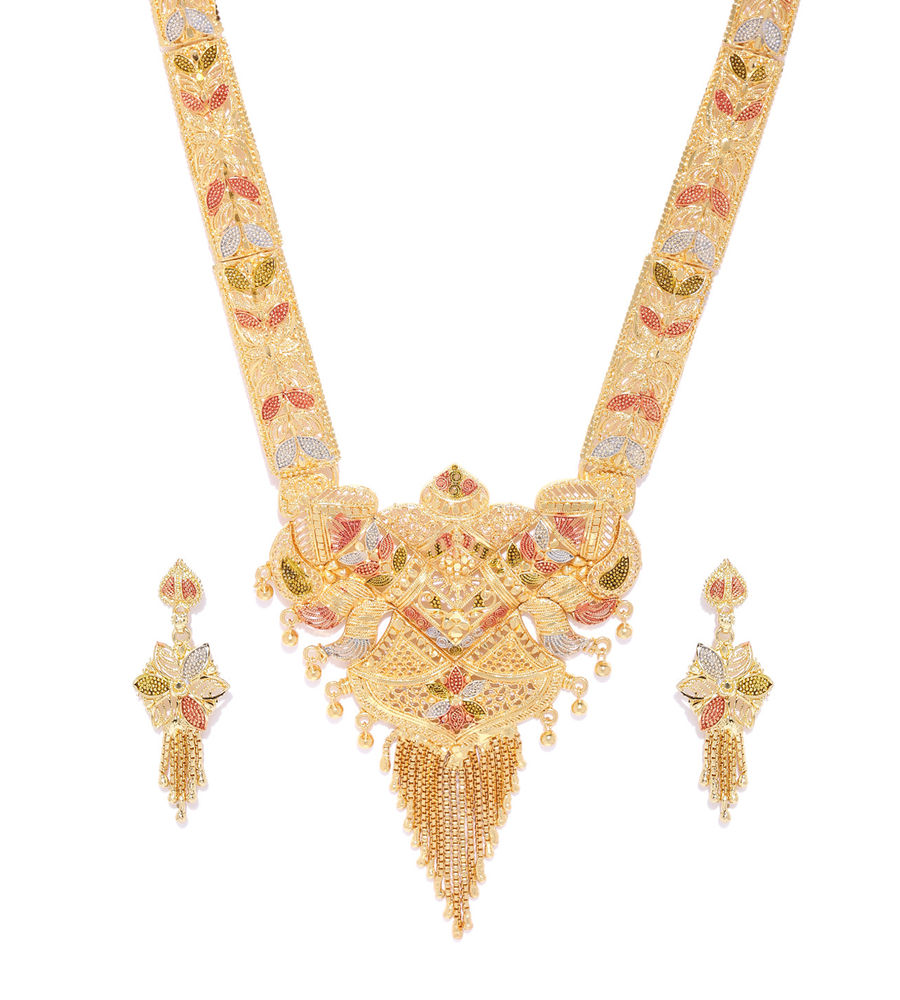 YouBella Red  Lavender Gold-Plated Textured Enamelled Jewellery Set